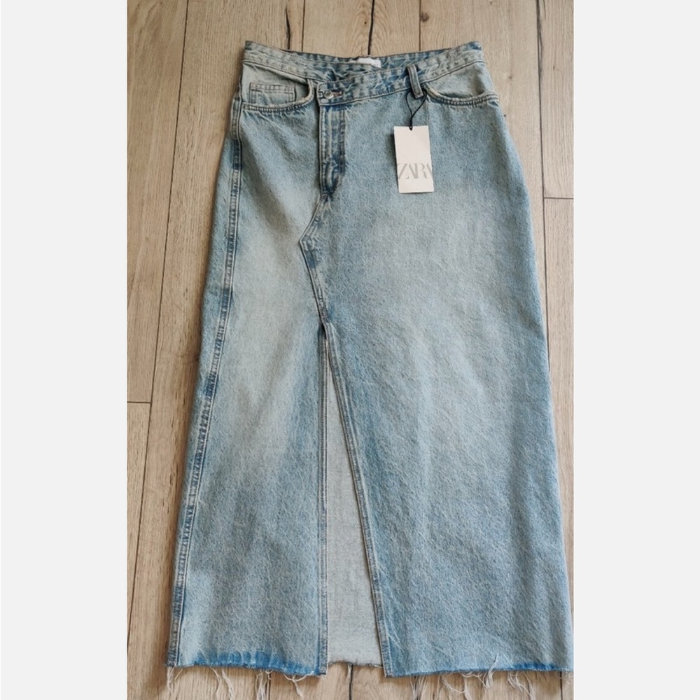 Zara Denim Midi Asymmetrical Skirt Women’s SMALL
